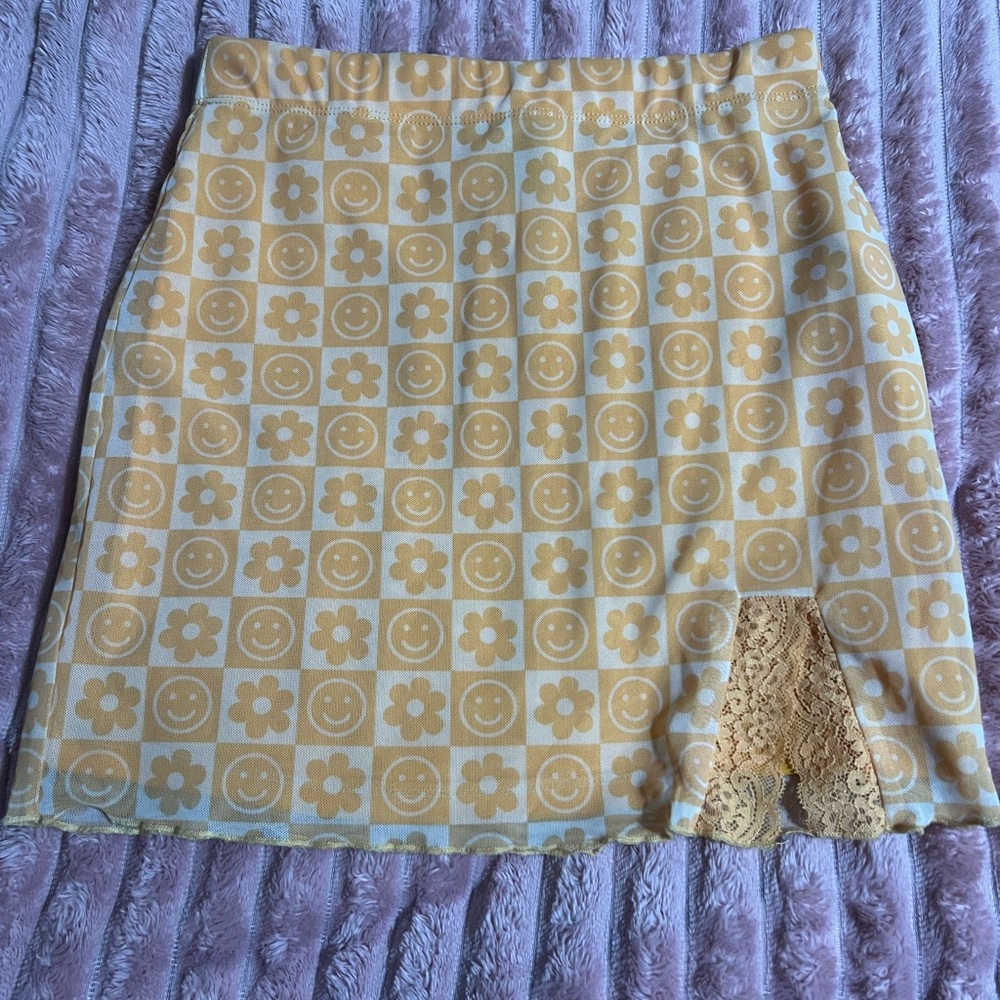 Orange Floral Patterned Skirt